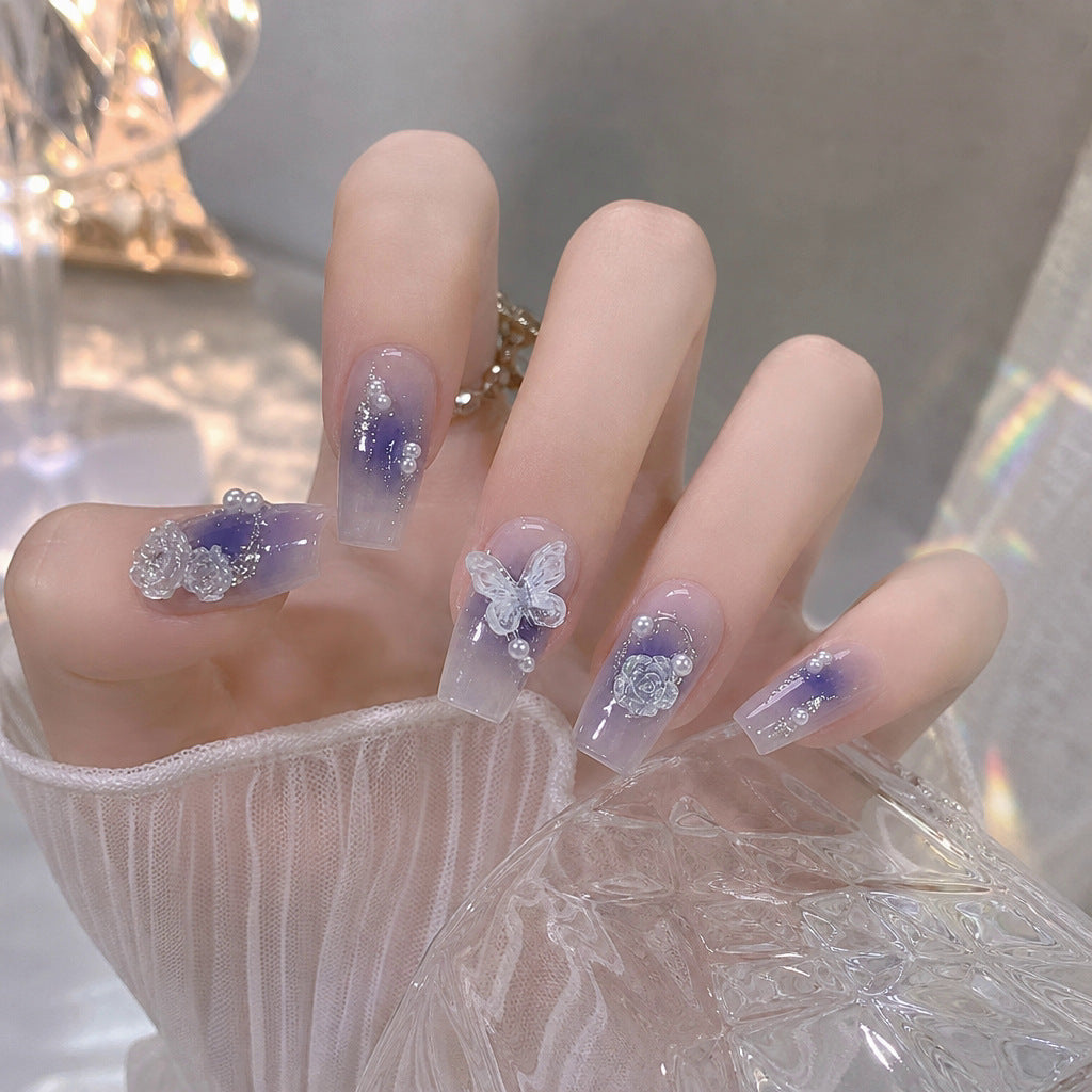 Artistic Butterfly-Embellished Press-On Nail Extensions Bowlift