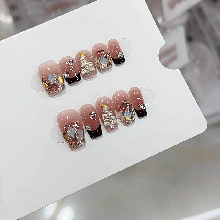 Artistic Holiday-Themed Press-On Nail Set Bowlift