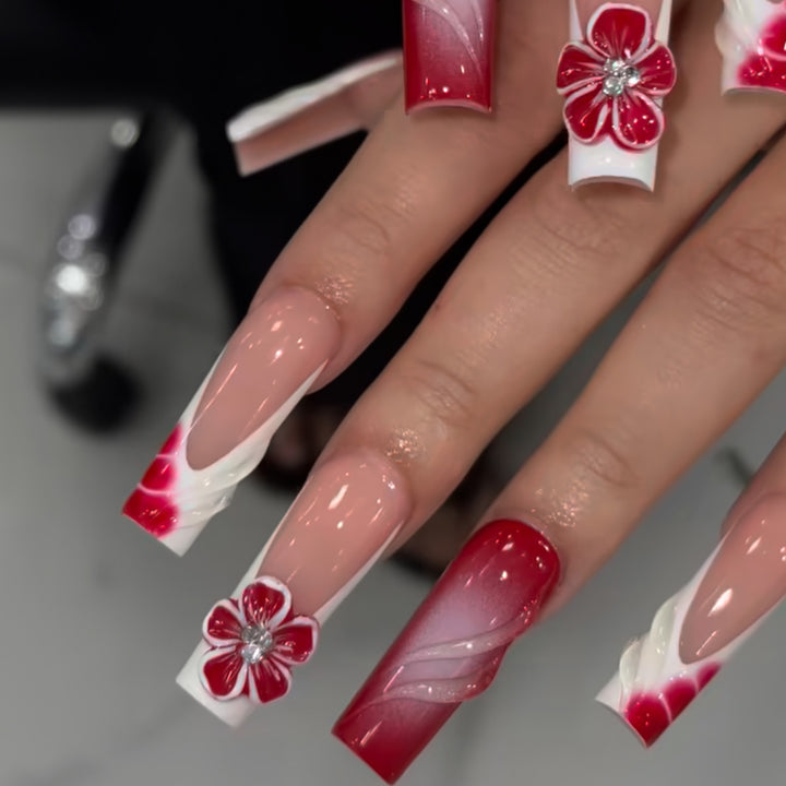 Floral Accent Nail Art Extensions Bowlift