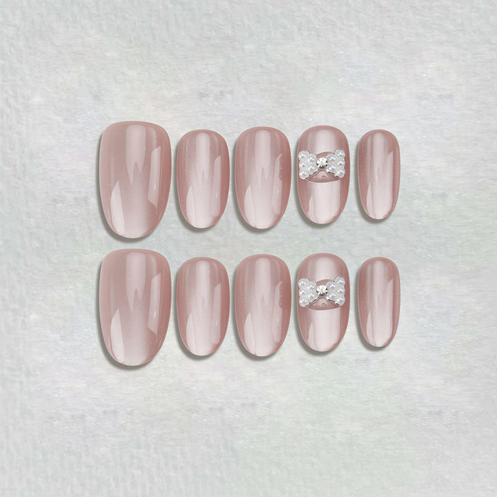 Decorative Press-On Nail Set with Star and Bow Designs Bowlift