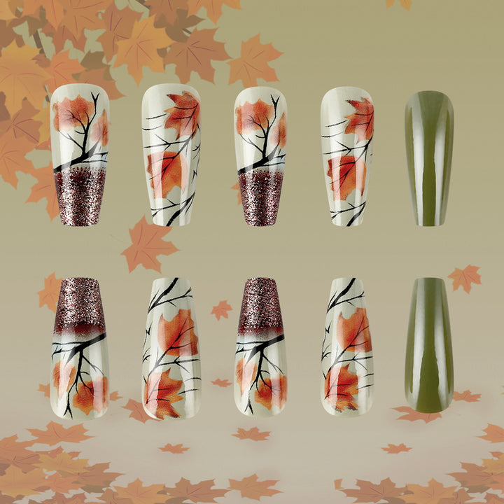 Autumn Leaf-Themed Press-On Nail Art Bowlift