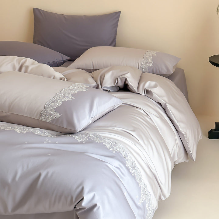Luxury Embroidered Satin Duvet Cover Set