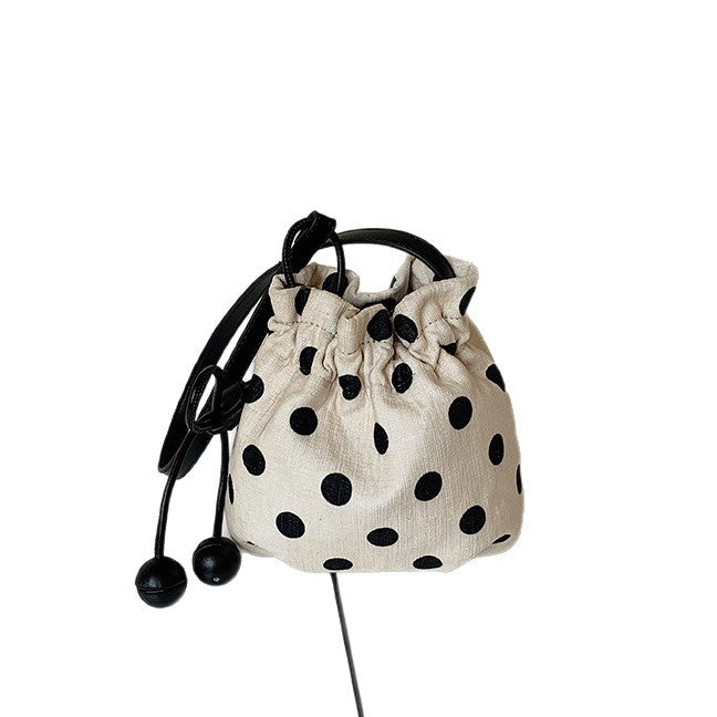 Polka Dot Drawstring Shoulder Bag Bowlift