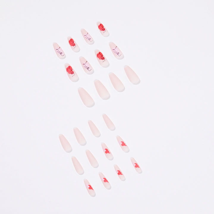 Artful Nail Extensions with Abstrahized Face Drawing Bowlift