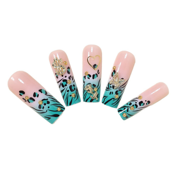 Stylish Bling Leopard Print Press-On Nail Tips Bowlift