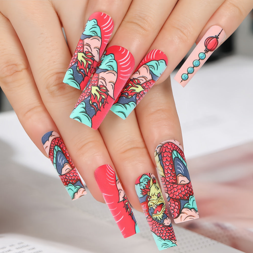 Creative artificial nails in Asian dragon design Bowlift