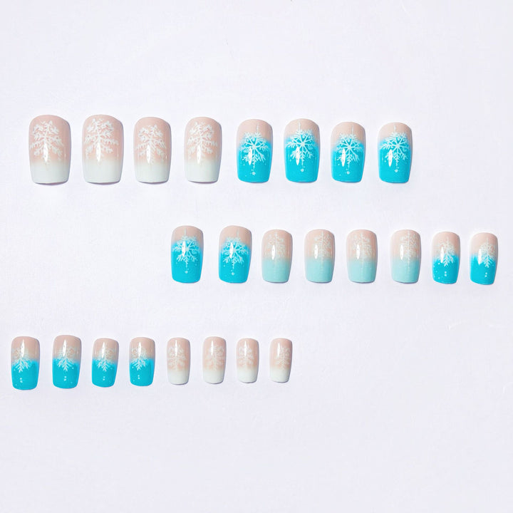 Wintry Artistic Nails with Shimmering Snowflake Design Bowlift