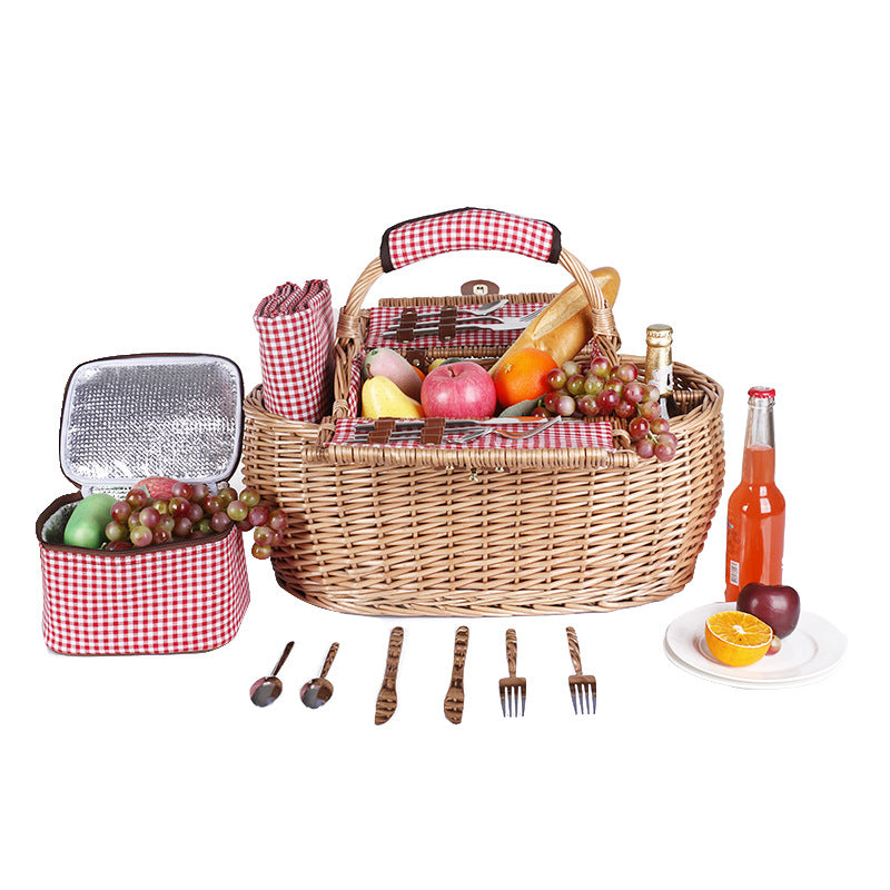 Women’s basket for romantic picnic outings with high-quality crockery Bowlift