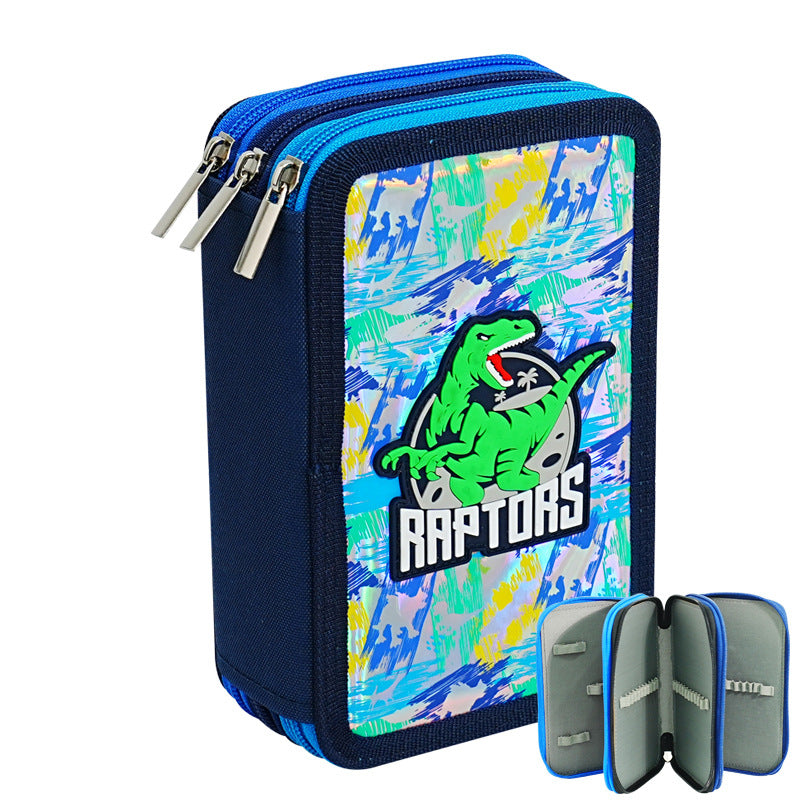Dinosaur-Themed Dual-Zipper Pencil Case Bowlift
