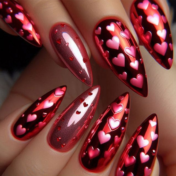 Artificial nails with Romantic Heart Design Bowlift
