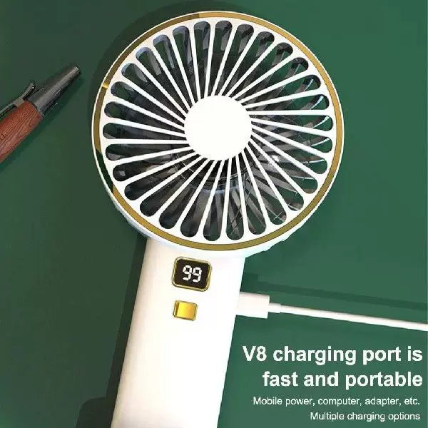 Unisex One Size compact rechargeable portable fan with digital battery level indicator and charging station Bowlift