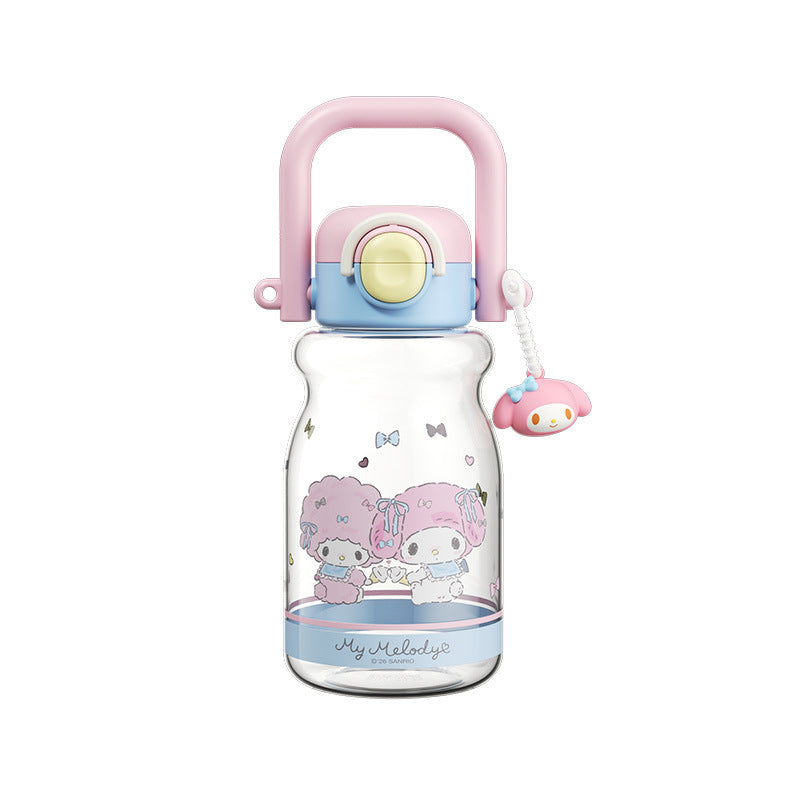 Women's water bottle with high-quality silicone carrying handle and playful character design Bowlift