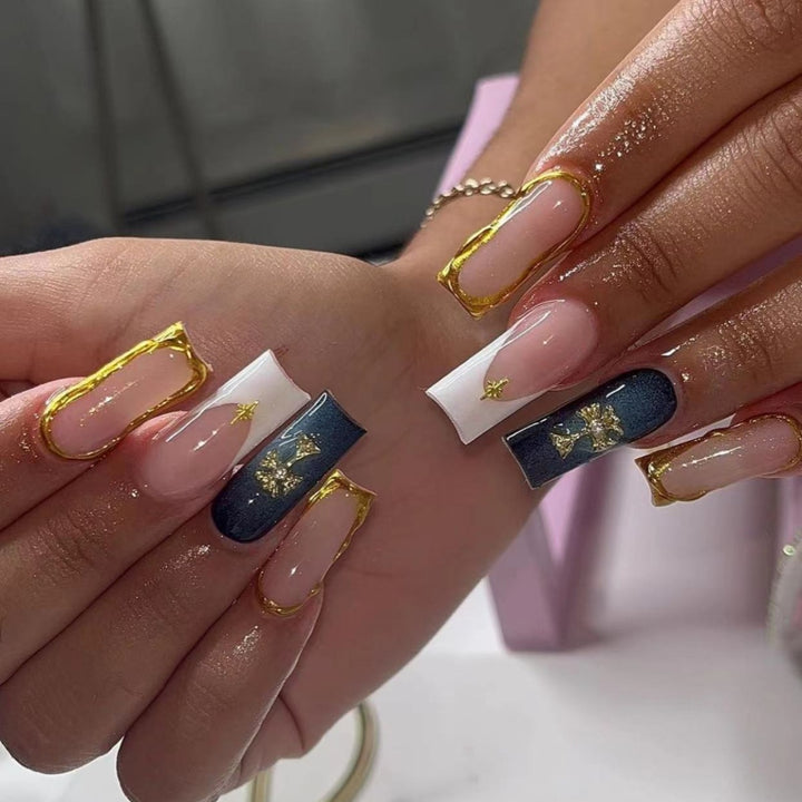 Elegant Rhinestone-Embellished Nail Extensions Bowlift