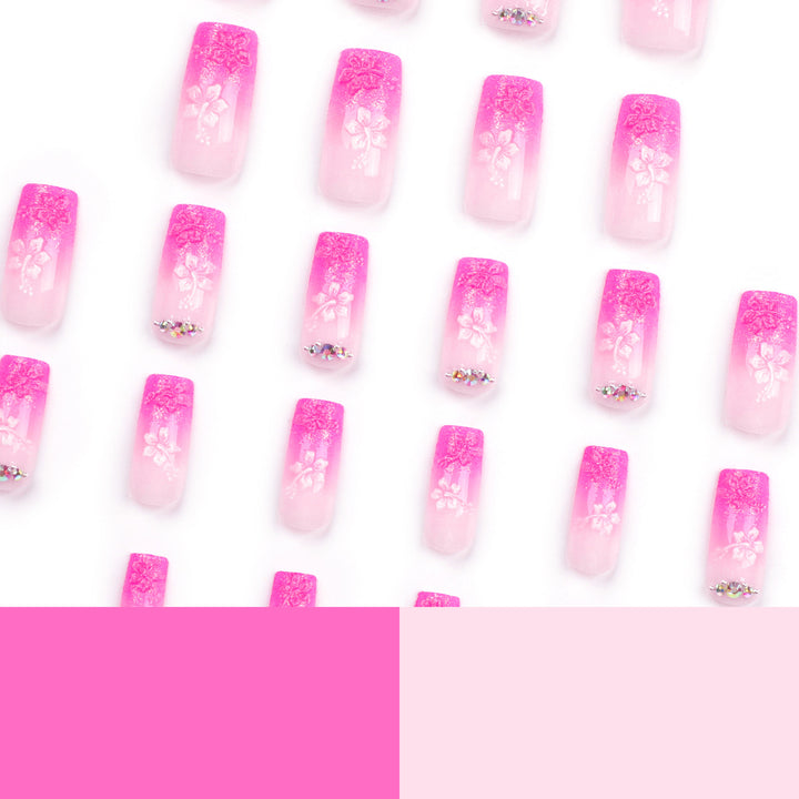 Artistic long nails in floral design Bowlift