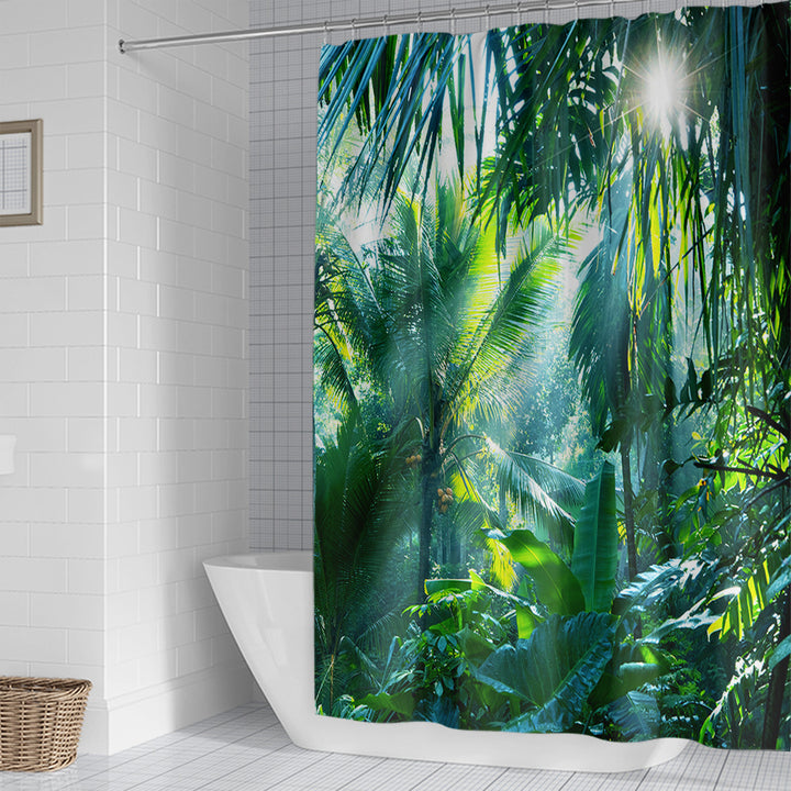 Tropical Jungle Print Shower Curtain Bowlift