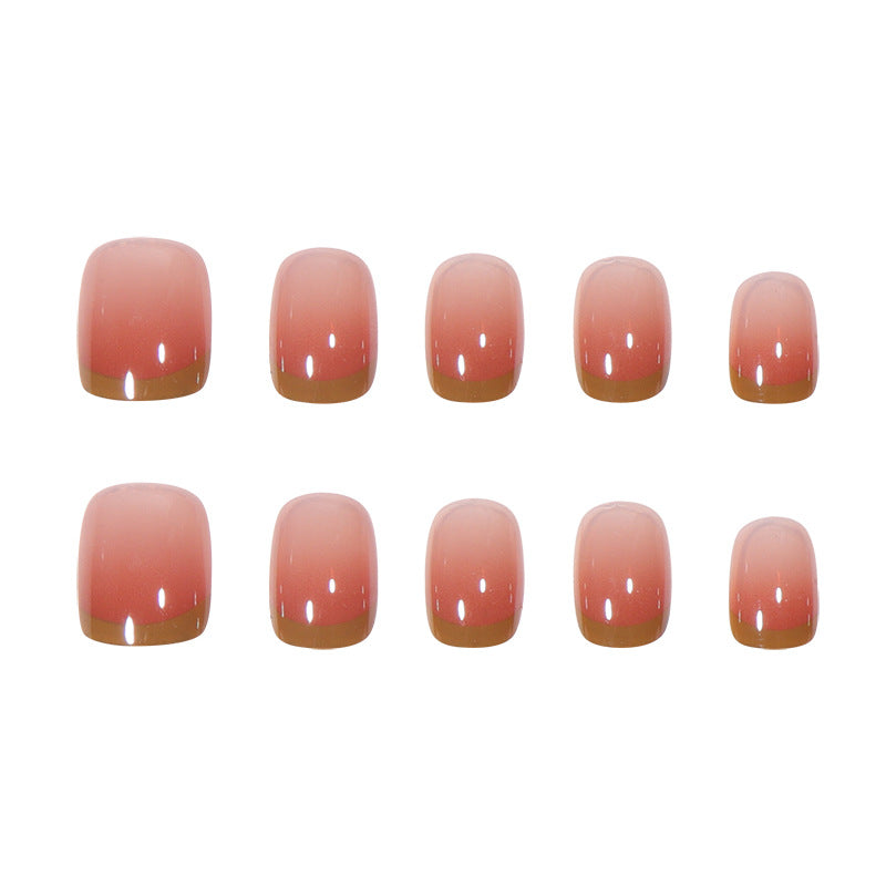 Elegant French Tip Press-On Nails with Pearlescent Finish Bowlift