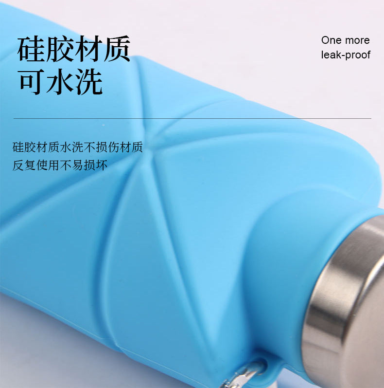 Collapsible Silicone Travel Water Bottle with Stainless Cap and Carabiner Bowlift