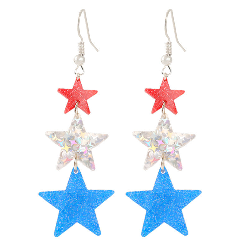 Women nan enamel horseshoe earrings with star motif and fishhook closure Bowlift
