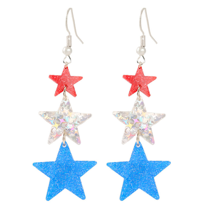 Women nan enamel horseshoe earrings with star motif and fishhook closure Bowlift