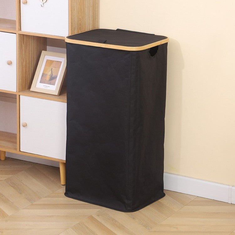 Stylish laundry basket with wooden lid Bowlift