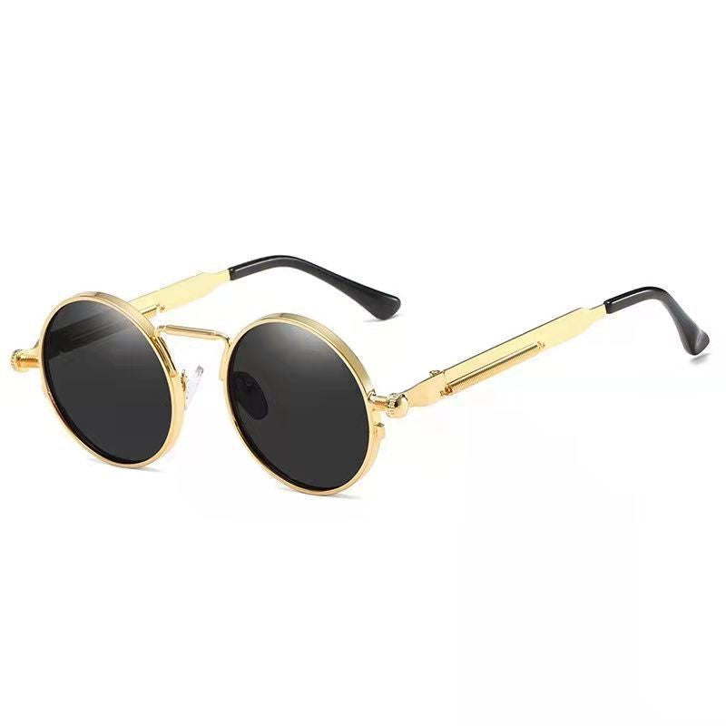 Ladies Round Metal Sunglasses with Mirrored Lenses Bowlift