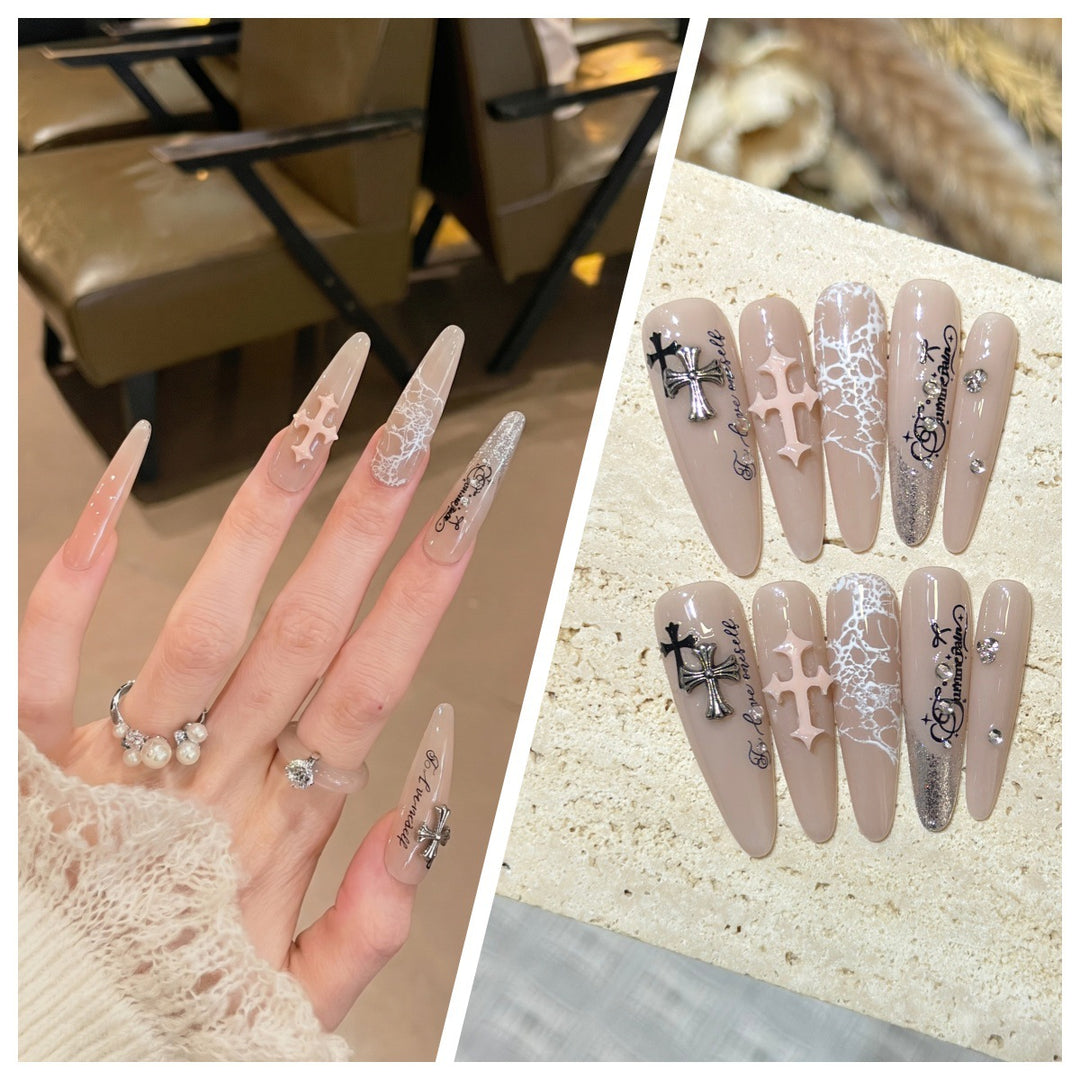 Artistic Stiletto Press-On Nail Set with Charming Patterns Bowlift