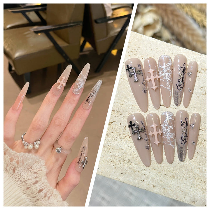 Artistic Stiletto Press-On Nail Set with Charming Patterns Bowlift