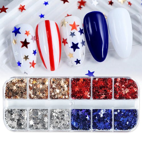 Women's nan star-shaped nail art glitter sequin mix kit for gel and acrylic application Bowlift
