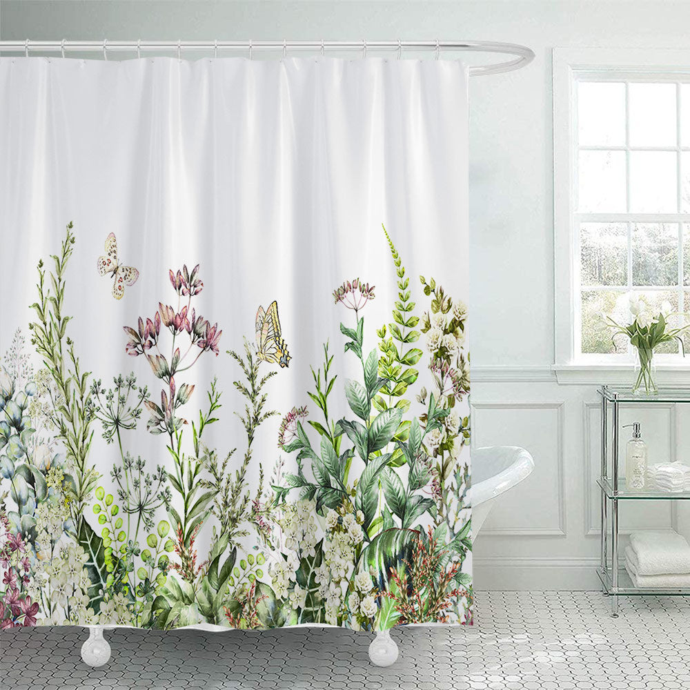 Botanical Illustration Shower Curtain Bowlift