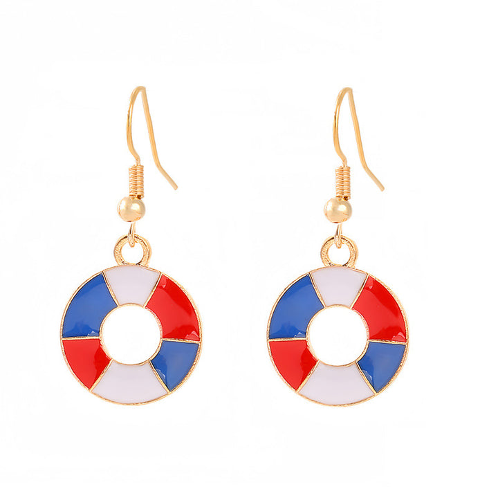 Women nan enamel horseshoe earrings with star motif and fishhook closure Bowlift