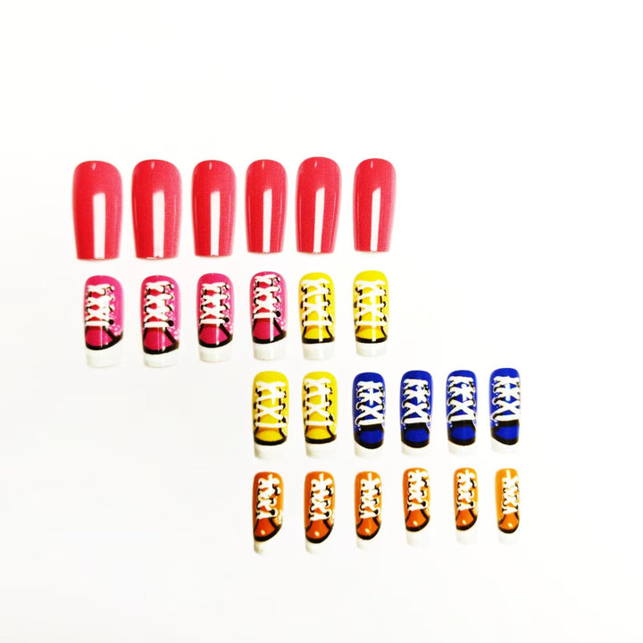 Creative art nails in colorful sneaker design Bowlift