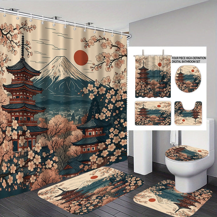 Cat-Themed Four-Piece Digital Bathroom Set Bowlift