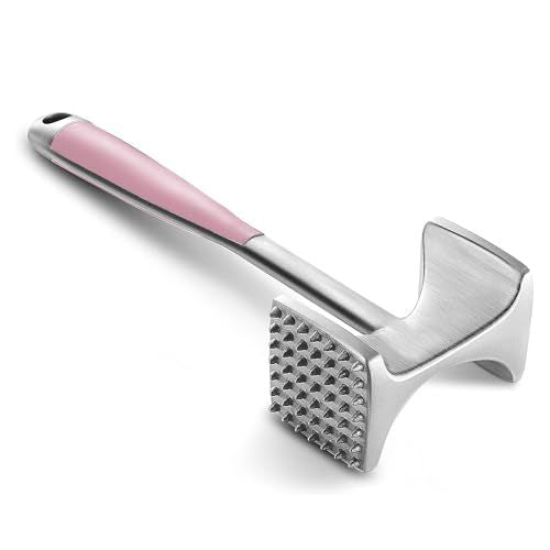 Heavy-Duty Stainless Steel Dual-Sided Meat Tenderizer with Ergonomic Non-Slip Handle Bowlift