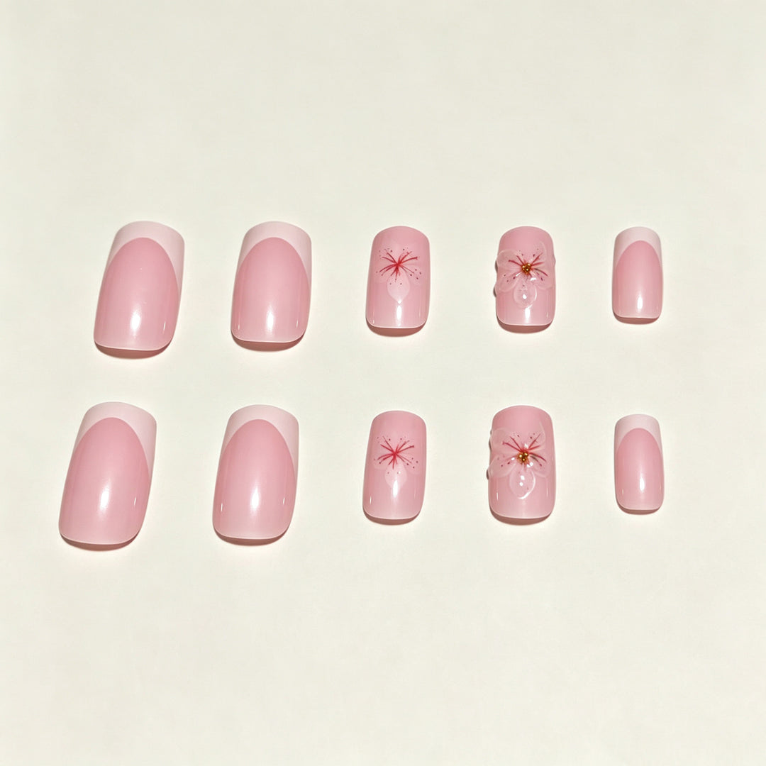 Floral Accent Press-On Nails Bowlift