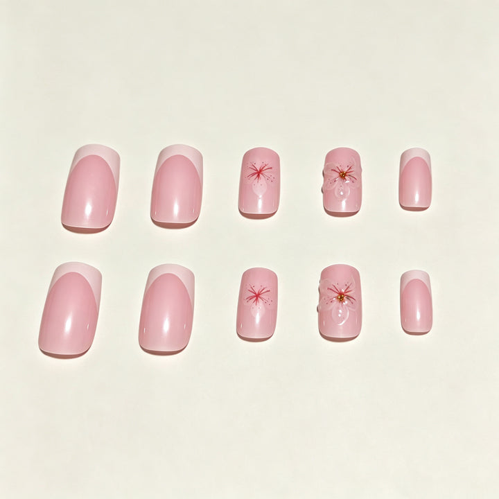 Floral Accent Press-On Nails Bowlift