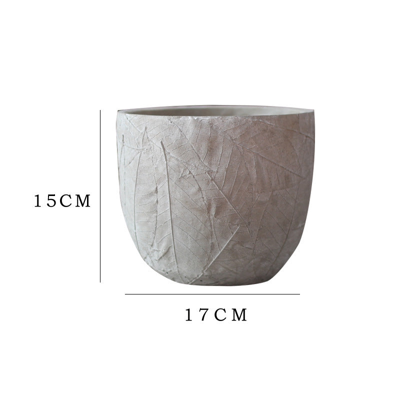 Decorative plant container made of handmade ceramic with leaf pattern Bowlift
