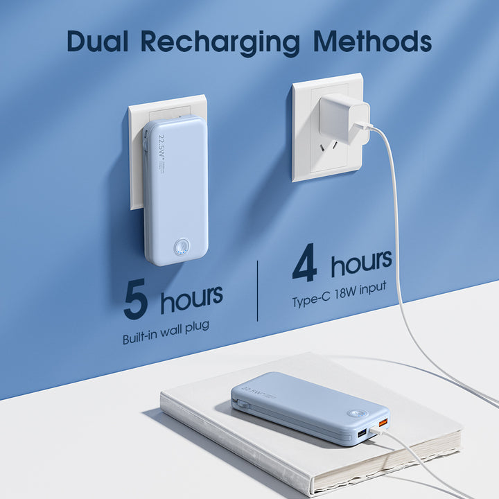 Power bank with integrated wall plug and fast charging Type-C function Bowlift