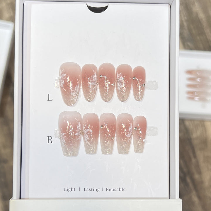 Elegant Floral-Inspired Press-On Nail Set Bowlift