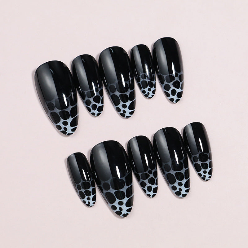 Artistic Press-On Nail Set with Geometric Design Bowlift