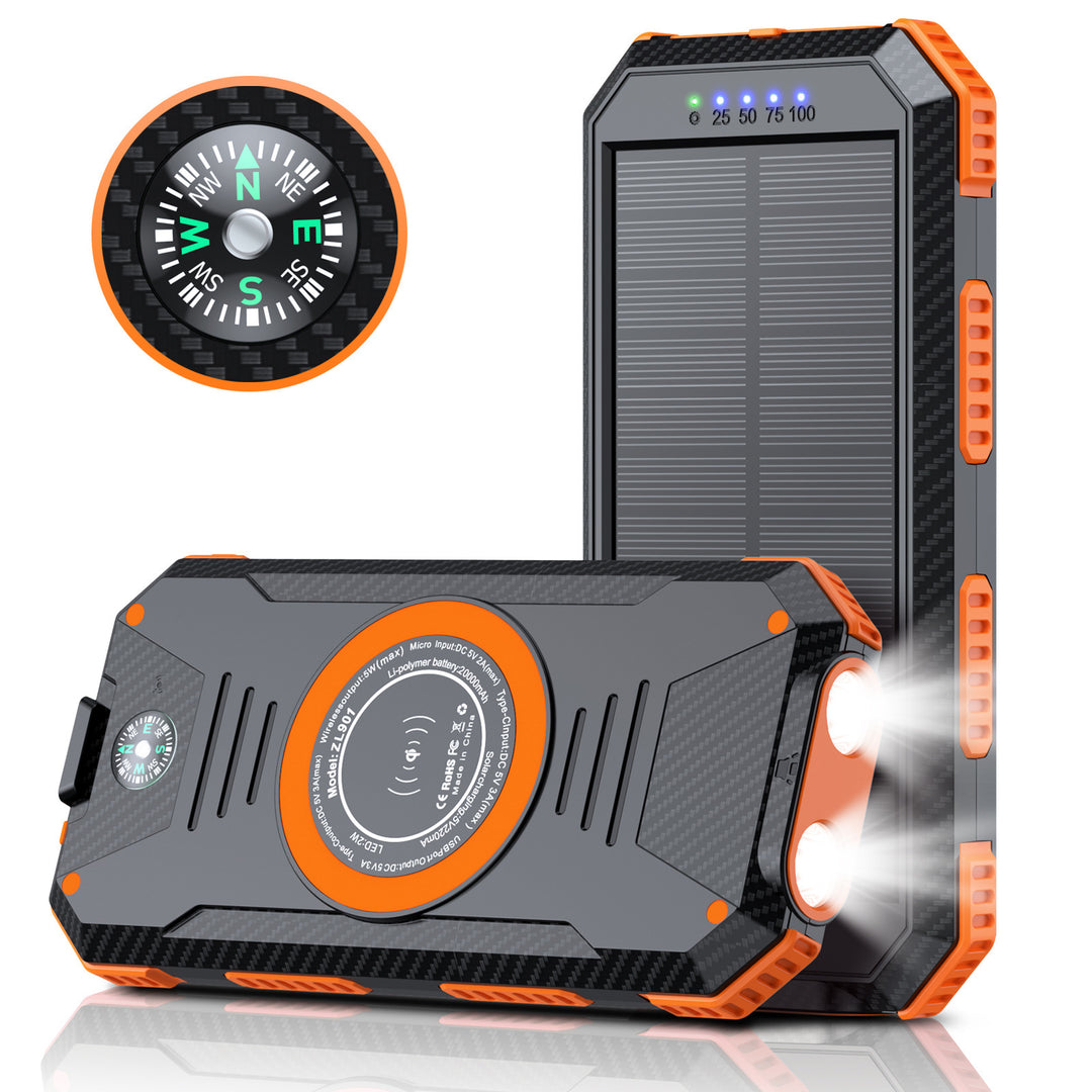 Solar-powered power bank with integrated compass and LED lighting Bowlift