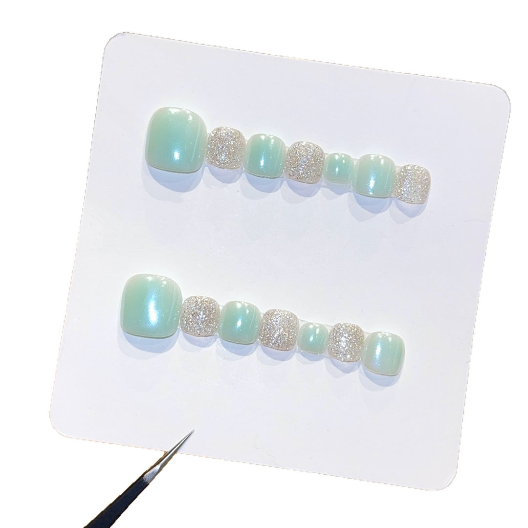 Acrylic nail set with glitter and pastel accent Bowlift