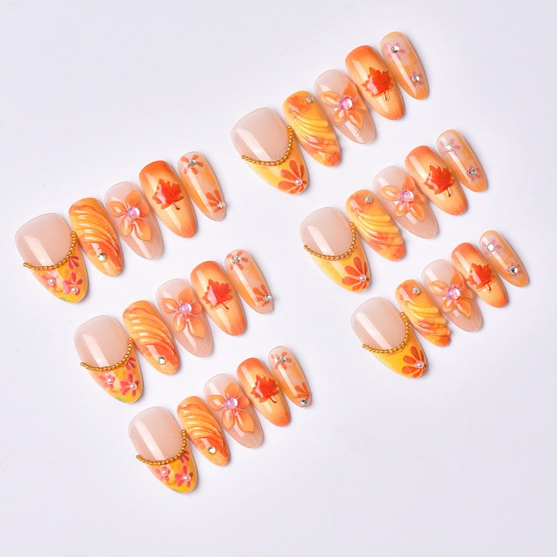 Artistic Floral-Themed Press-On Nail Set Bowlift