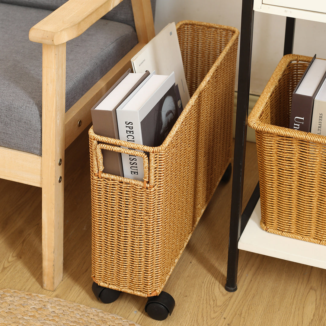 Multi-Functional Woven Storage Cart with Wheels Bowlift