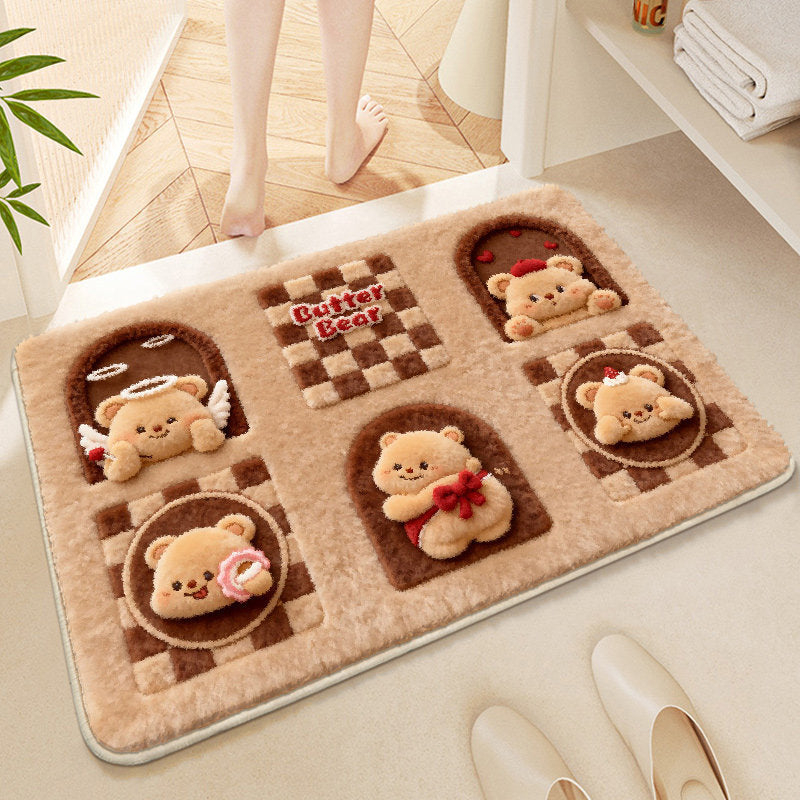 Cute Cartoon Animal-Themed Plush Bath Mat