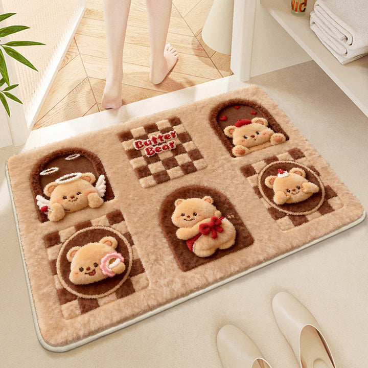 Cute Cartoon Animal-Themed Plush Bath Mat