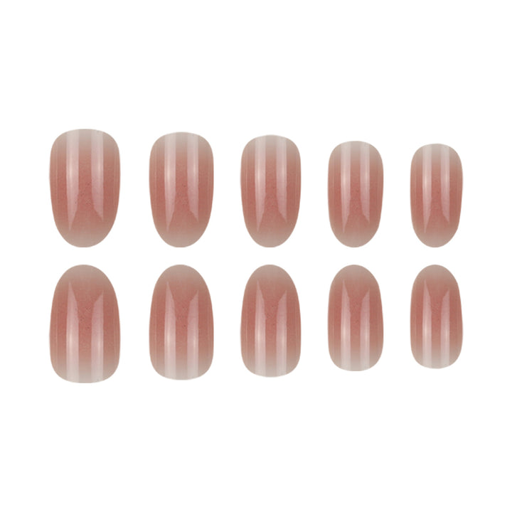 Natural Glossy Oval Press-On Nails Bowlift