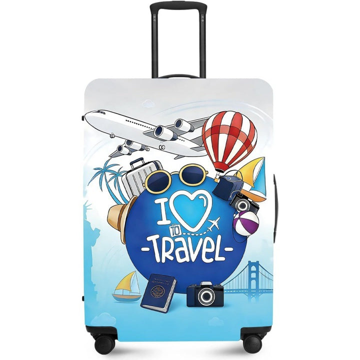Unisex nan elastic suitcase cover with UV-resistant motif print and zip opening Bowlift