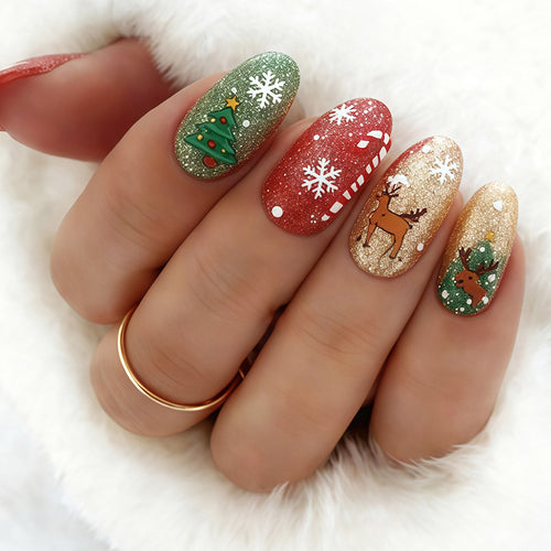 Holiday-Themed Glittery Press-On Nail Collection Bowlift