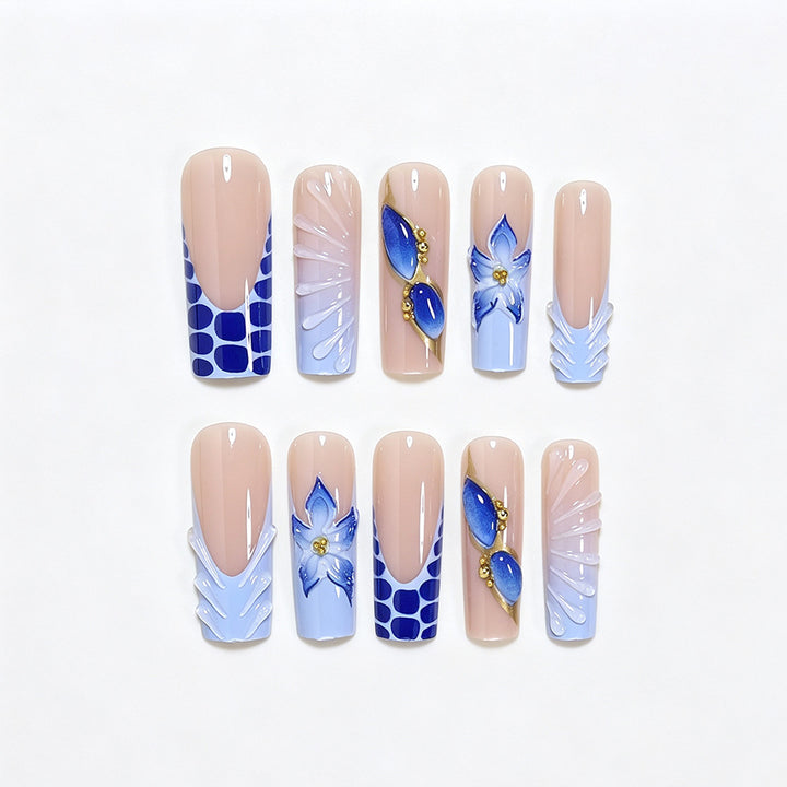Artistic Long Acrylic Nail Design Bowlift