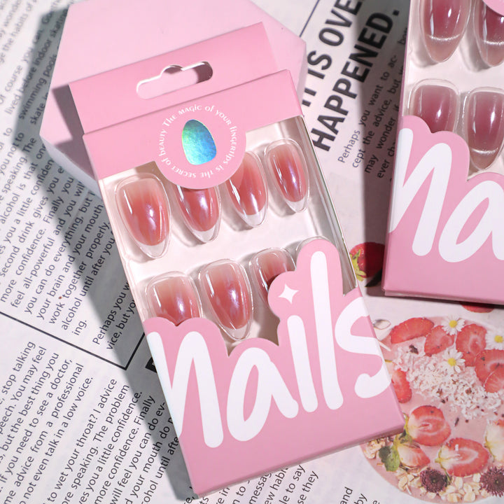 Elegant French-Tip Nail Extensions Bowlift
